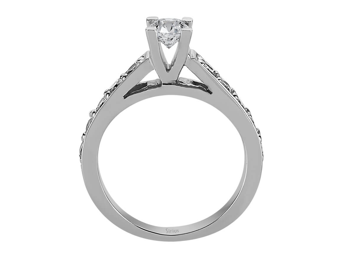 Weißgold Solitärring mit 0,38 ct Mittelstein und 10 Pavé-Labordiamanten
