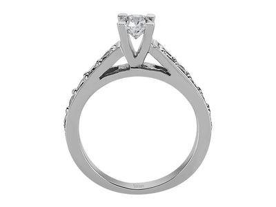 Weißgold Solitärring mit 0,38 ct Mittelstein und 10 Pavé-Labordiamanten