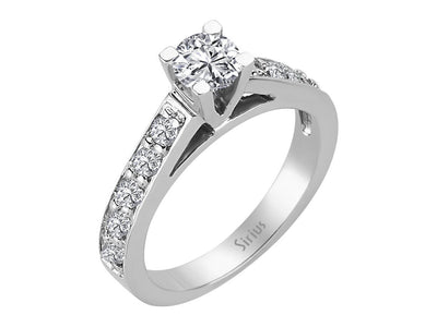 Weißgold Solitärring mit 0,38 ct Mittelstein und 10 Pavé-Labordiamanten