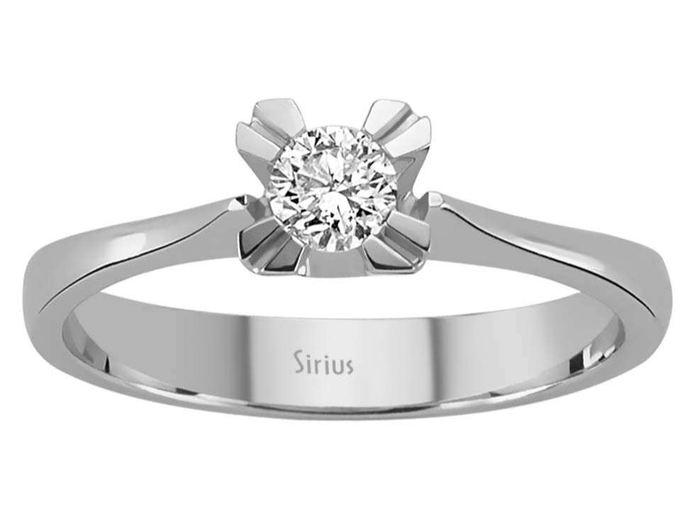 Eleganter Weißgold Solitärring mit Labordiamant in Sechskrappenfassung