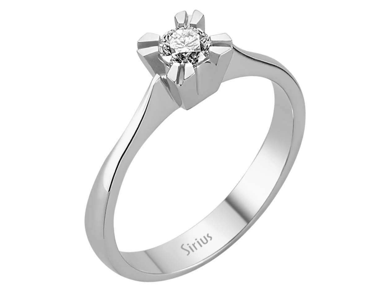 Eleganter Weißgold Solitärring mit Labordiamant in Sechskrappenfassung