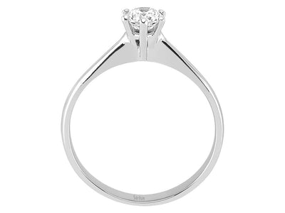 Weißgoldring mit 1 rund geschliffenen laborgezüchteten Diamanten 0,34 Karat, 14 Karat Gold