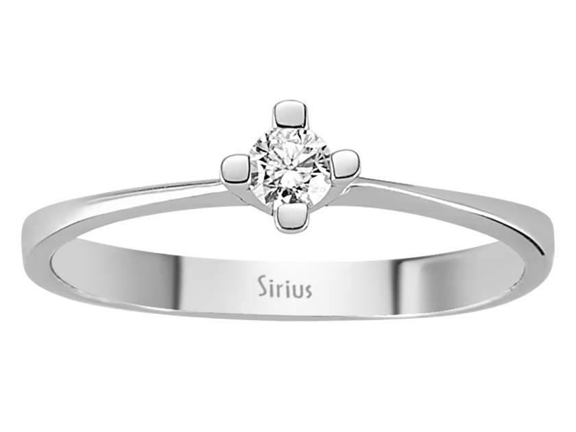 Zarter Solitärring mit 0,12 Karat rundem Labor-Diamanten in 14 Karat Weißgold