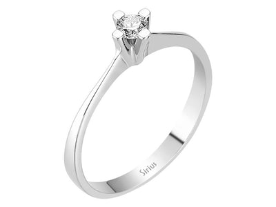Zarter Solitärring mit 0,12 Karat rundem Labor-Diamanten in 14 Karat Weißgold