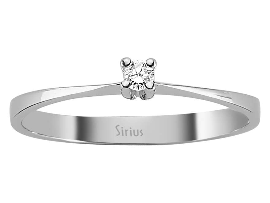 Feiner Solitärring mit 0,05 Karat rundem Labor-Diamanten in 8 Karat Weißgold