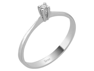 Feiner Solitärring mit 0,05 Karat rundem Labor-Diamanten in 8 Karat Weißgold