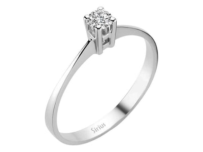 Feiner Solitärring mit 0,18 Karat rundem Labor-Diamanten in 14 Karat Weißgold