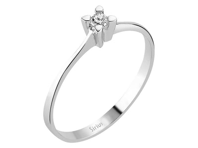 Feiner Solitärring mit 0,05 Karat rundem Labor-Diamanten in 8 Karat Weißgold