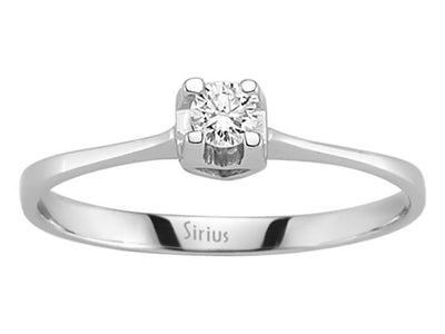 Zarter Solitärring mit 0,10 Karat rundem Labor-Diamanten in 14 Karat Weißgold mit Herzdetail