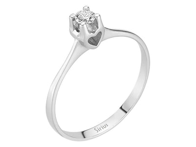 Zarter Solitärring mit 0,10 Karat rundem Labor-Diamanten in 14 Karat Weißgold mit Herzdetail