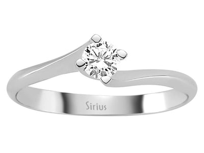 Schlichter Solitärring mit 0,20 Karat rundem Labor-Diamanten in 14 Karat Weißgold