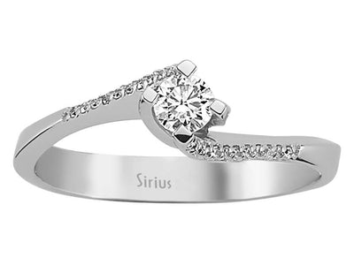 Zarter Halo-Solitärring mit 0,16 Karat Hauptdiamant und 22 kleineren Diamanten in 14 Karat Weißgold