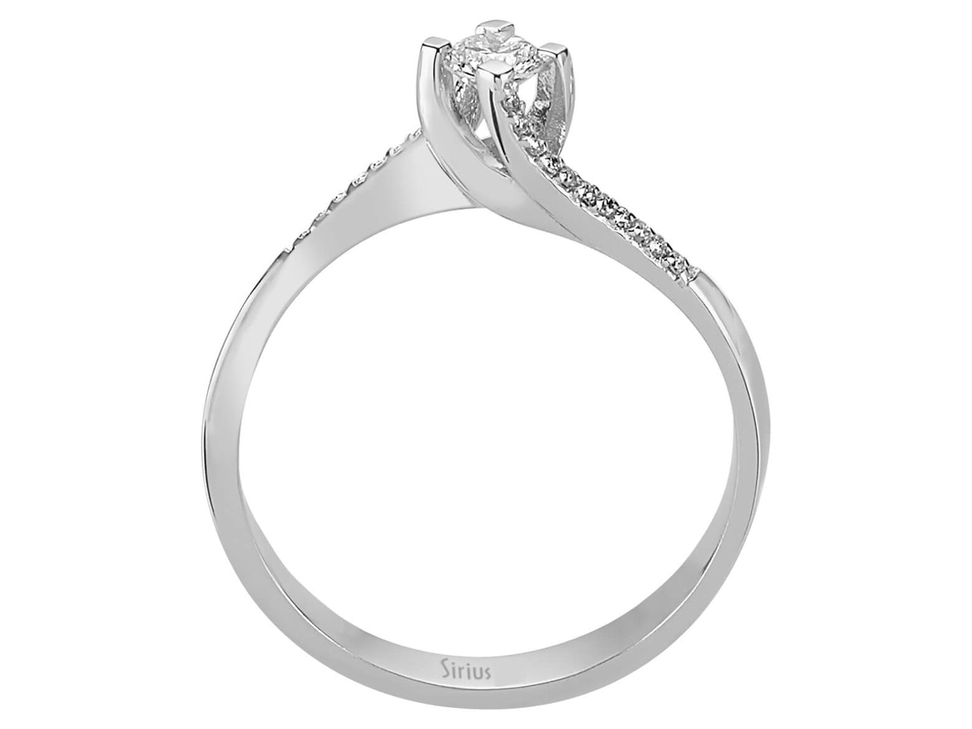 14 ayar Beyaz Altın'dan zarif Halo tektaş yüzük; 0,16 ct merkez pırlanta ve 22 pırlanta ile – Rosy Lab Diamonds'tan yüksek kaliteli Mücevher