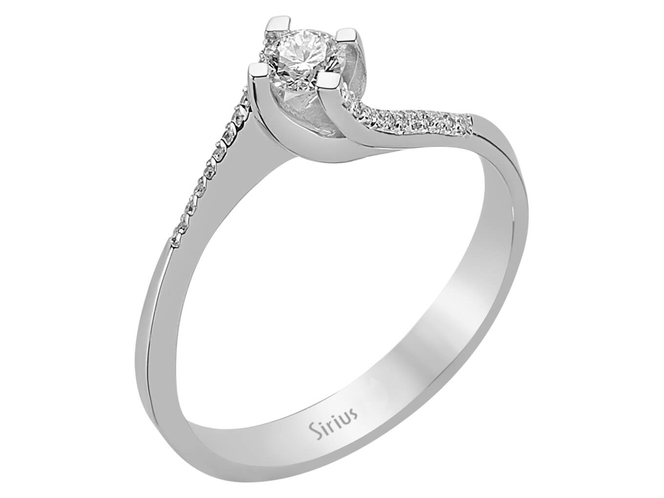 Zarter Halo-Solitärring mit 0,16 Karat Hauptdiamant und 22 kleineren Diamanten in 14 Karat Weißgold