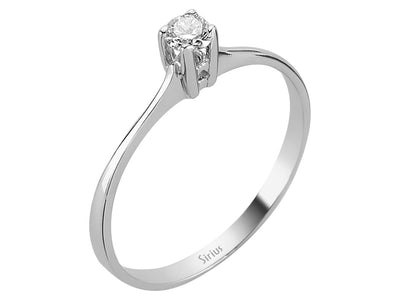 Schlichter Solitärring mit 0,15 Karat rundem Labor-Diamanten in 14 Karat Weißgold