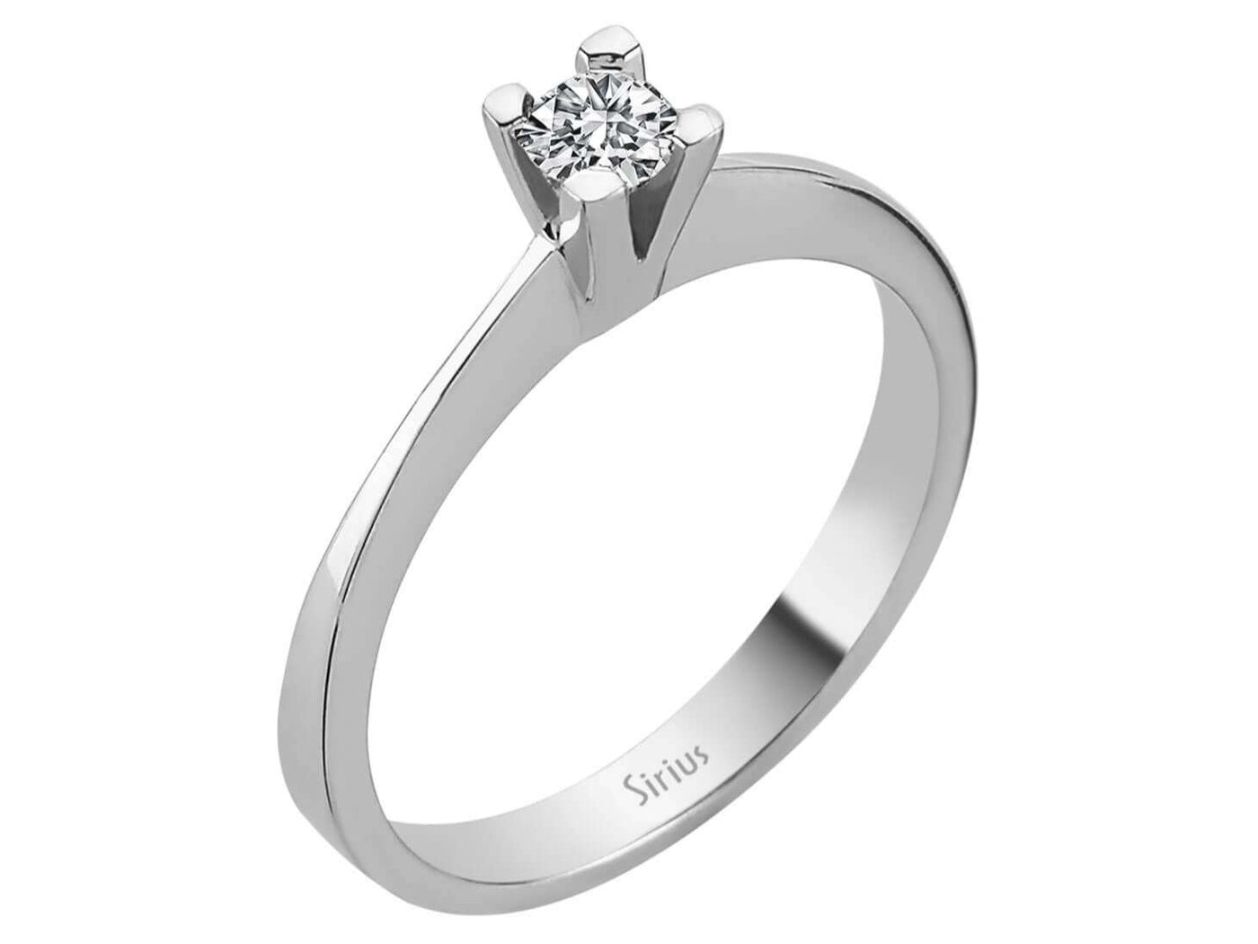Eleganter Solitärring mit 0,18 Karat rundem Labor-Diamanten in 18 Karat Weißgold