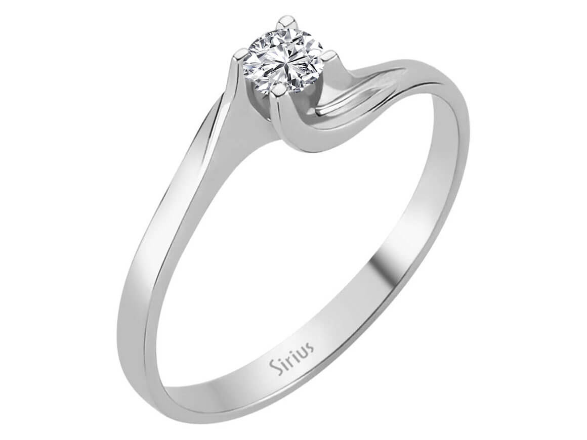 Bague en or blanc avec diamant cultivé en laboratoire de 0,14 ct – 14 K, 1,62 g – Bijoux haut de gamme de Rosy Lab Diamonds