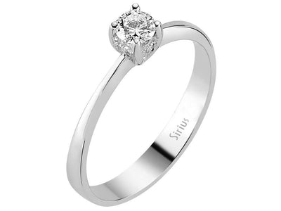 Weißgold-Ring mit 1 laborgezüchtetem Diamanten 0,22 Karat und 8 weiteren Diamanten 0,01 Karat