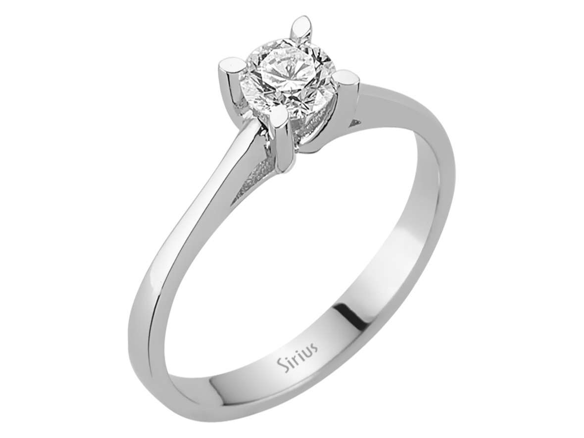 Bague solitaire avec Diamant de 0,43 ct - Or Blanc 14 K | Élégante Bague de fiançailles - Bijoux haut de gamme de Rosy Lab Diamonds