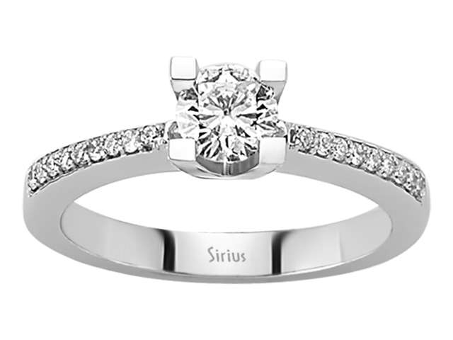 Eleganter Verlobungsring mit 19 Diamanten aus 14K Weißgold – 0,49 ct