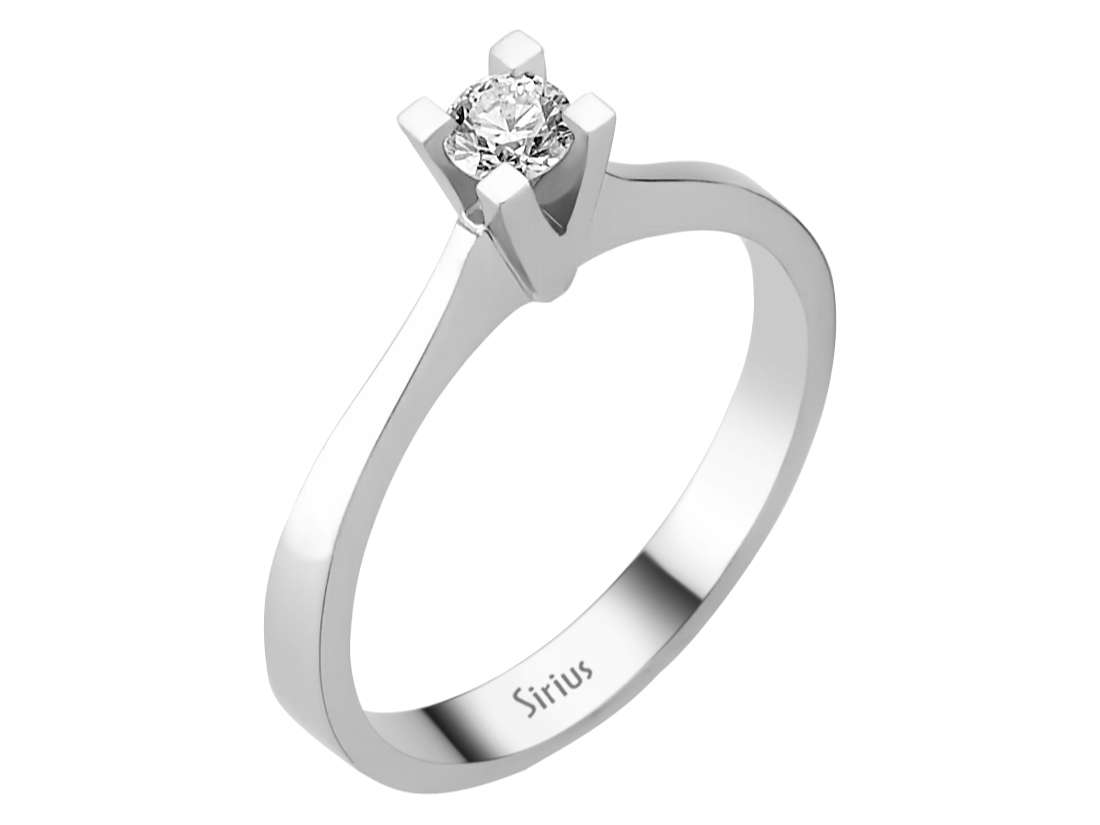 Solitärring aus 14K Weißgold mit 0,19 ct labordiamant