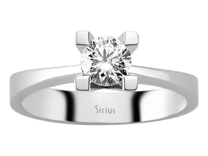 Solitärring aus 14K Weißgold mit 0,53 ct Labordiamant – Geometrisches Design