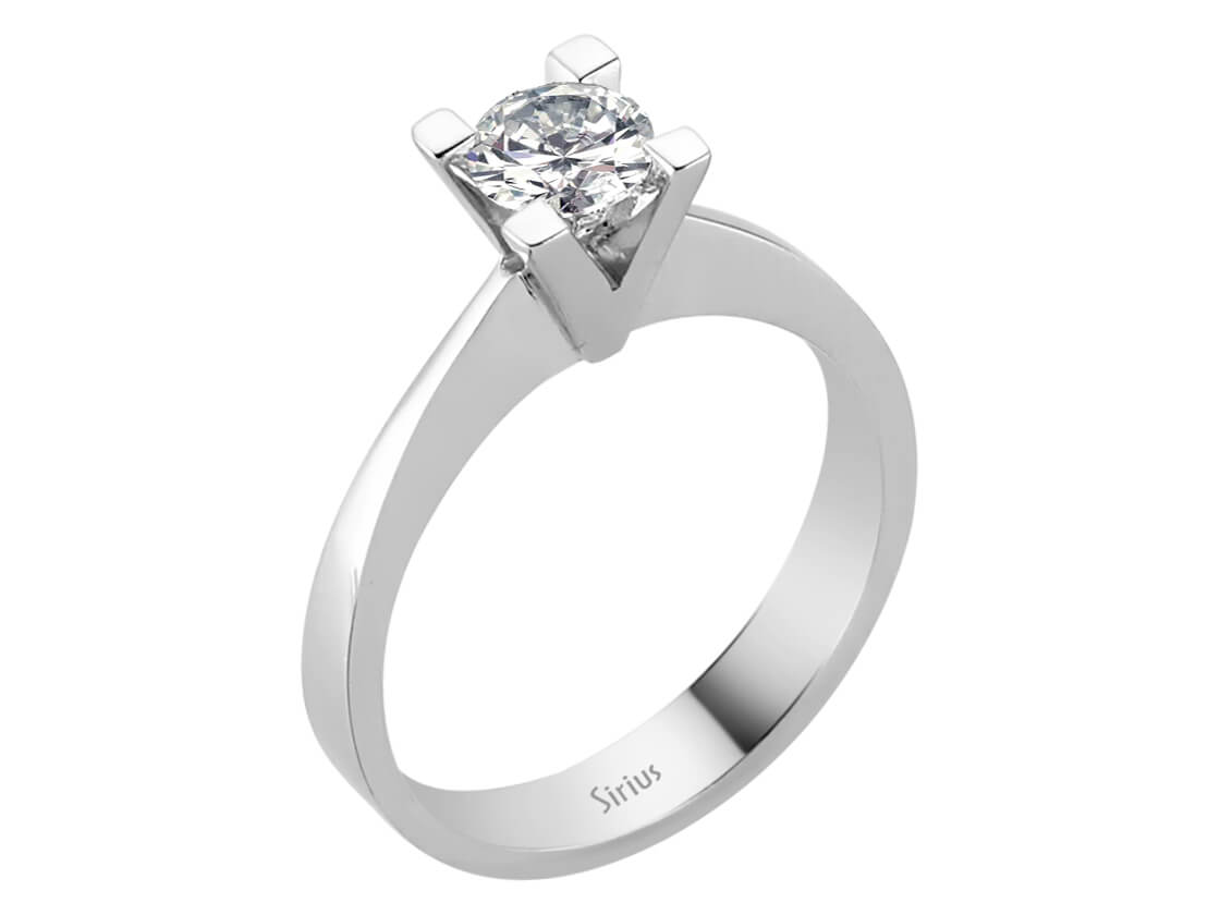 Solitärring aus 14K Weißgold mit 0,53 ct Labordiamant – Geometrisches Design