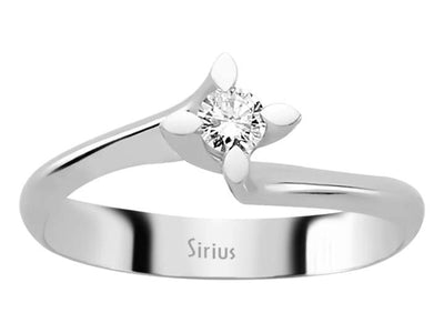 Klassischer Solitärring mit 0,14 ct Diamant in 14K Weißgold