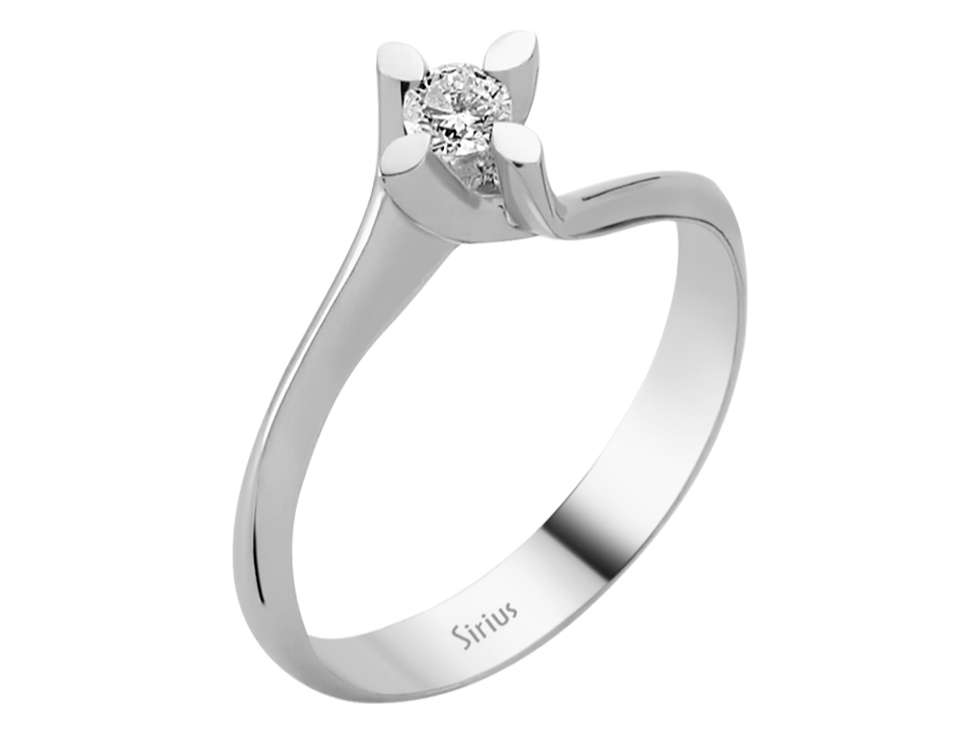 Klassischer Solitärring mit 0,14 ct Diamant in 14K Weißgold