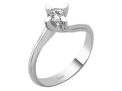 Stilvoller Solitärring mit 0,24 ct Diamant in 14K Weißgold