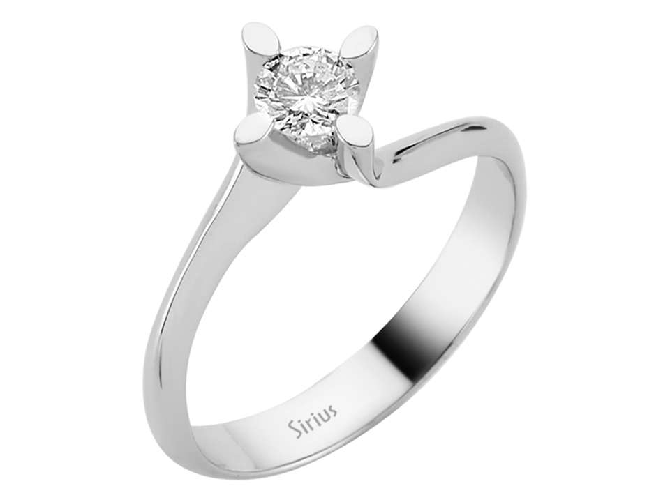 Solitärring mit 0,34 ct Labordiamant in 14K Weißgold – Sanft geschwungene Eleganz