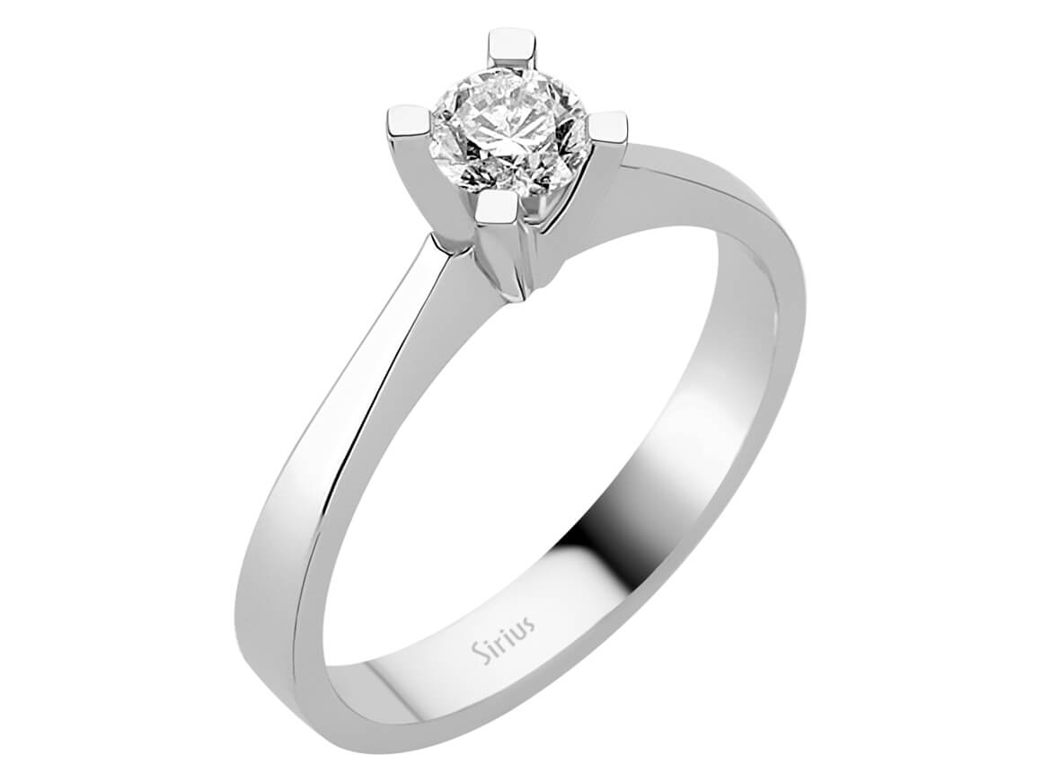 Bague solitaire avec diamant de 0,41 ct | Or Blanc 14 K - bijoux haut de gamme de Rosy Lab Diamonds