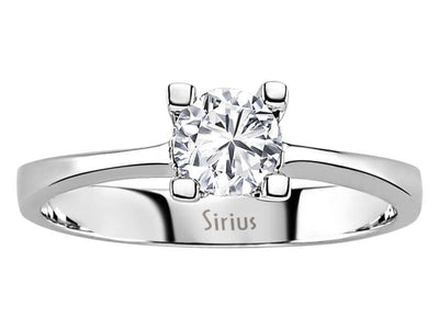 14K white gold solitaire ring with 1 round diamond (0.60 carat)