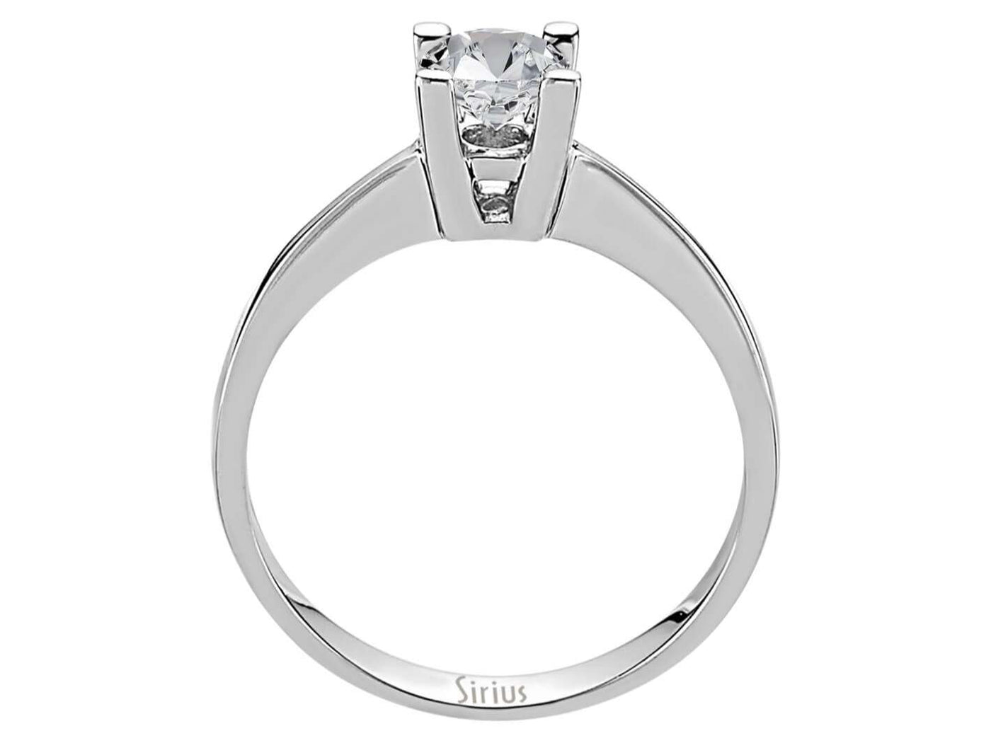 14K white gold solitaire ring with 1 round diamond (0.60 carat)