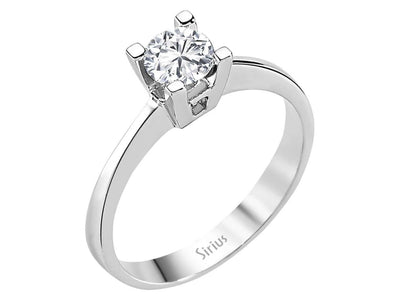 14K white gold solitaire ring with 1 round diamond (0.60 carat)
