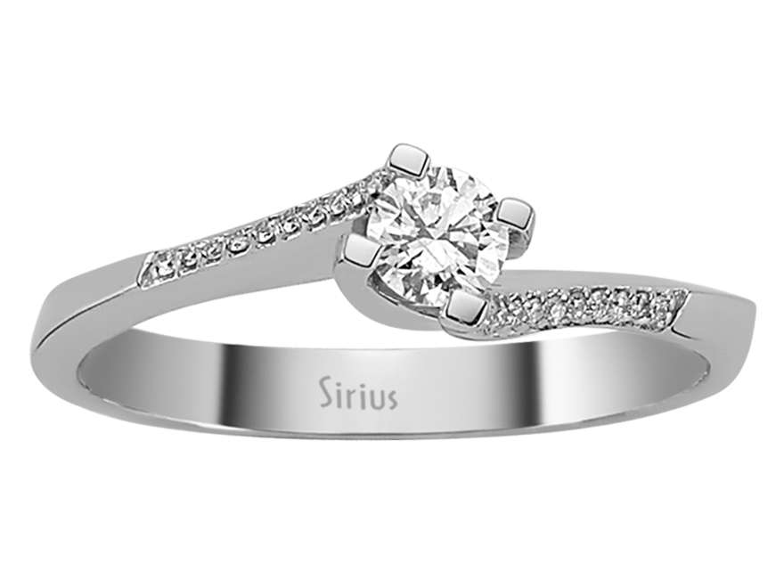 Weißgold-Ring mit 1 laborgezüchtetem Diamanten (0,21 Karat) und 22 laborgezüchteten Diamanten (0,04 Karat) im Rundschliff