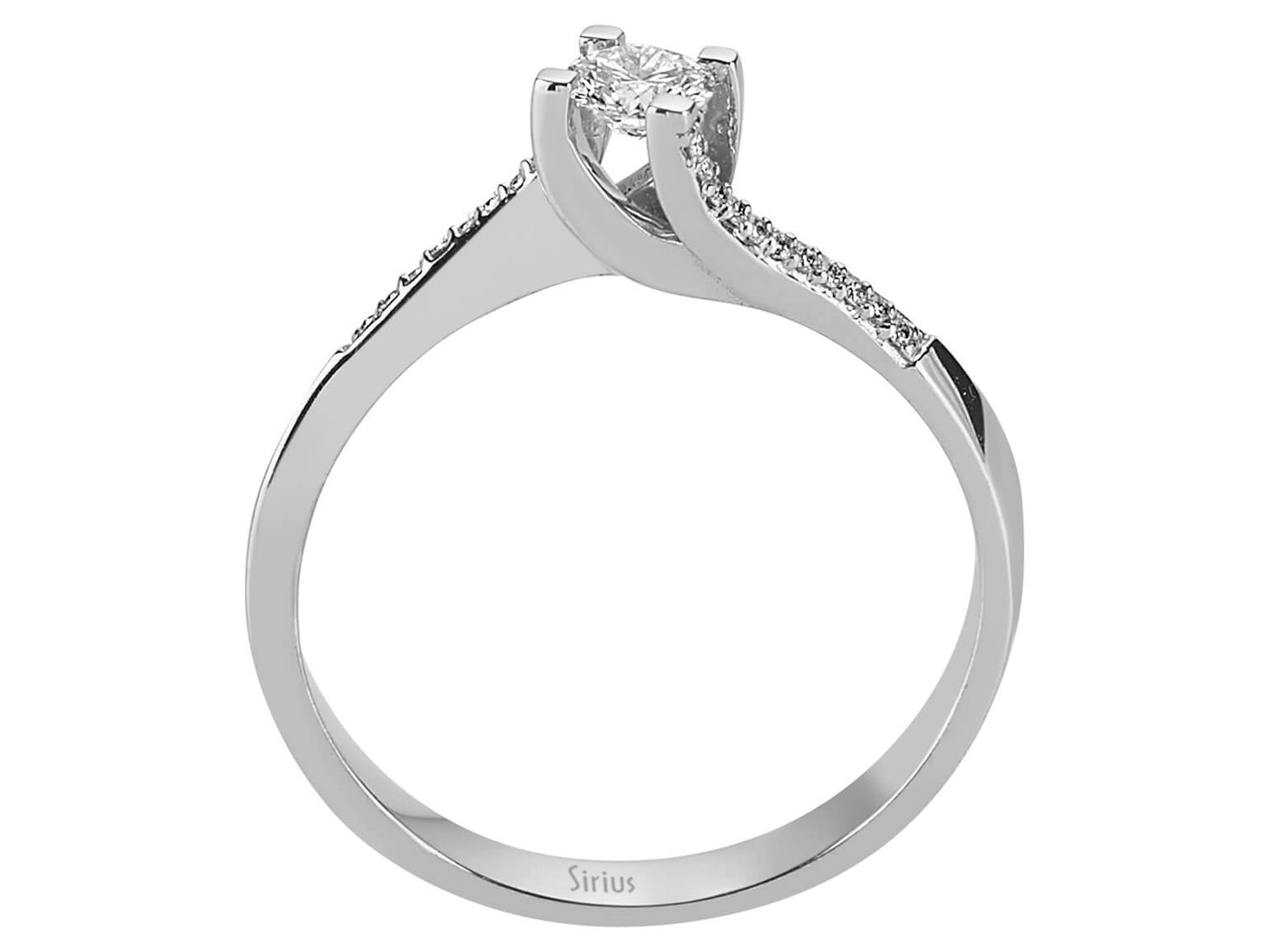 Weißgold-Ring mit 1 laborgezüchtetem Diamanten (0,21 Karat) und 22 laborgezüchteten Diamanten (0,04 Karat) im Rundschliff