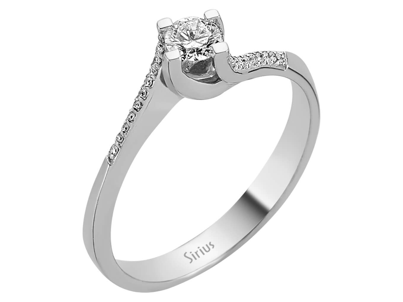 Weißgold-Ring mit 1 laborgezüchtetem Diamanten (0,21 Karat) und 22 laborgezüchteten Diamanten (0,04 Karat) im Rundschliff