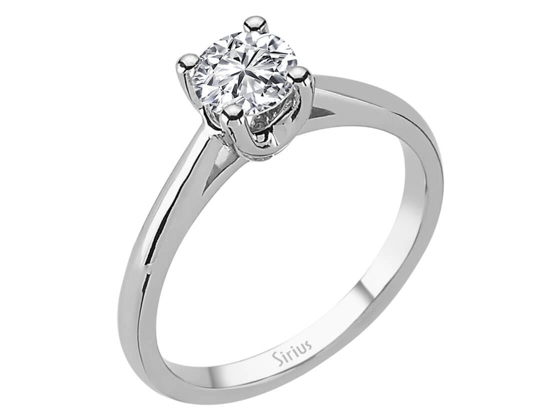 Weißgold-Ring mit einem 0,79 Karat laborgezüchteten Diamanten im Rundschliff