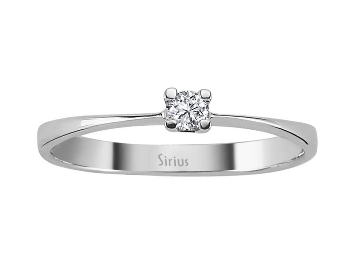 Weißgold-Ring mit einem 0,09 Karat laborgezüchteten Diamanten im Rundschliff