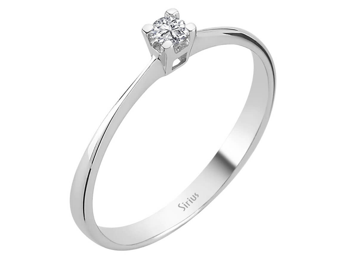 Weißgold-Ring mit einem 0,09 Karat laborgezüchteten Diamanten im Rundschliff