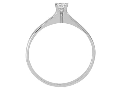 Weißgold-Ring mit einem 0,12 Karat laborgezüchteten Diamanten im Rundschliff