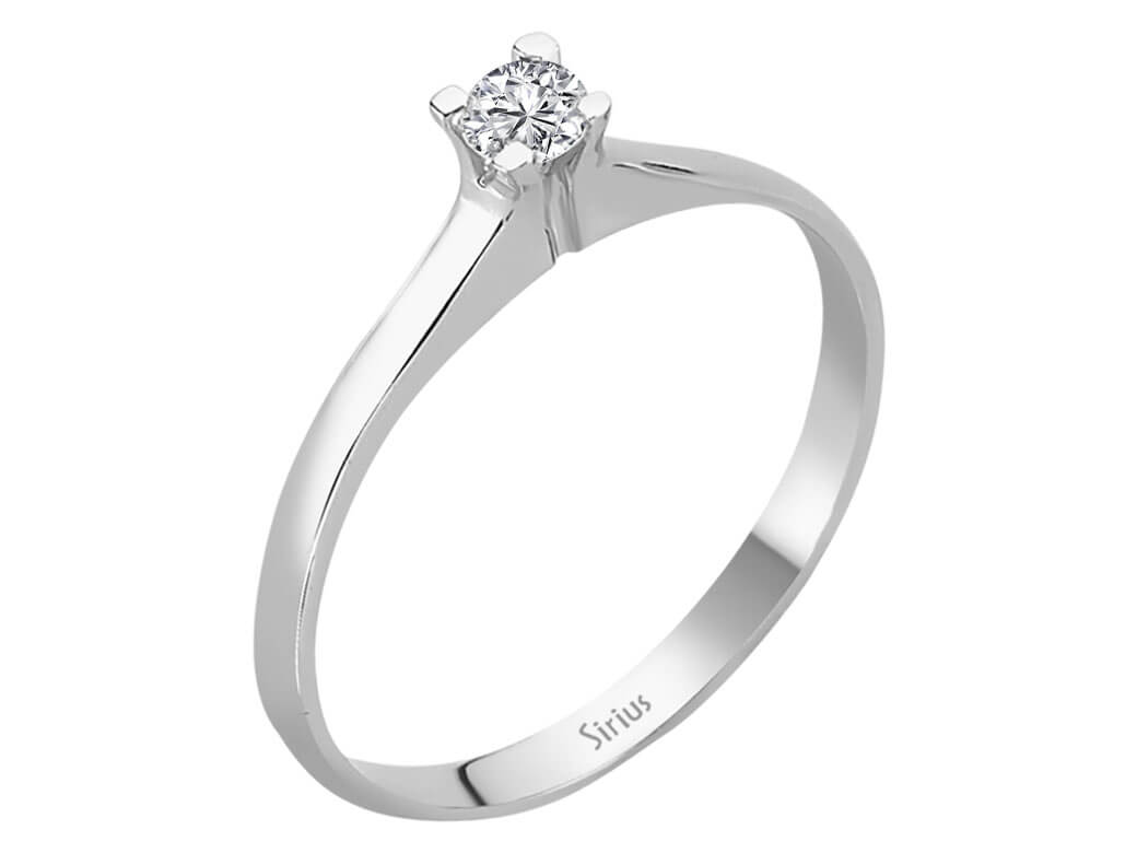 Weißgold-Ring mit einem 0,12 Karat laborgezüchteten Diamanten im Rundschliff