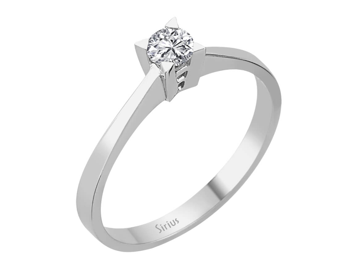 Weißgold-Ring mit einem laborgezüchteten Diamanten im Rundschliff