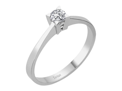 Weißgold-Ring mit einem laborgezüchteten Diamanten im Rundschliff