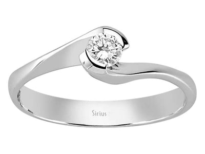 Weißgold-Ring mit einem laborgezüchteten Diamanten im Rundschliff