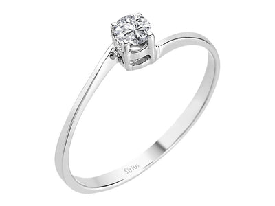 Dezenter Weißgold-Solitärring mit 1 laborgezüchtetem Diamanten