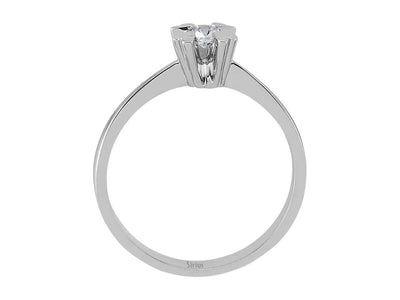 Weißgold-Ring mit 1 rund geschliffenem laborgezüchteten Diamanten und 18 weiteren kleinen Diamanten