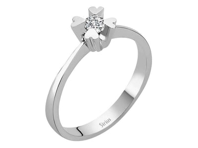 Weißgold-Ring mit 1 rund geschliffenem laborgezüchteten Diamanten und 18 weiteren kleinen Diamanten