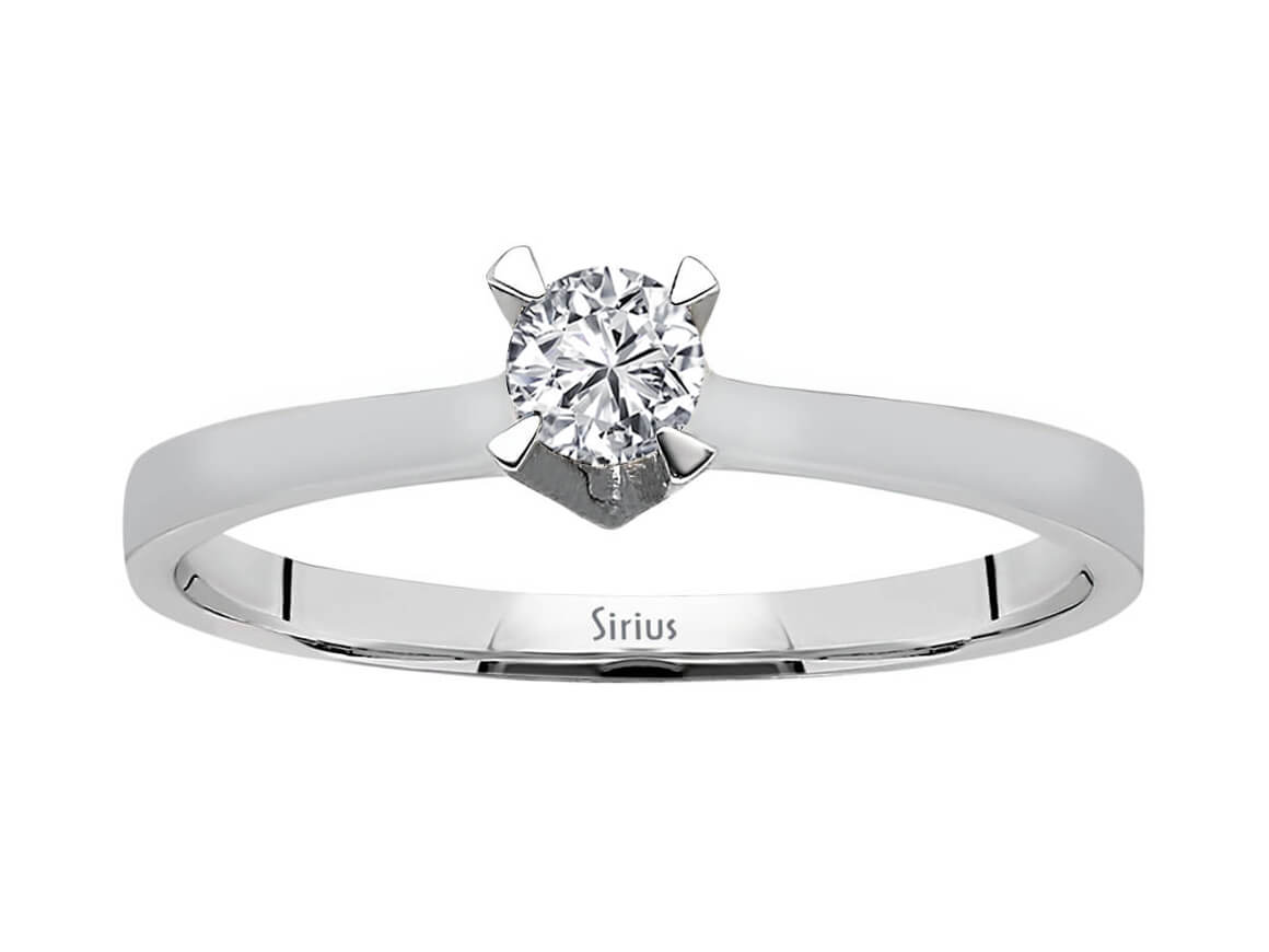 Klassischer Solitär-Ring aus 14K Weißgold mit 1 rund geschliffenem laborgezüchtetem Diamanten